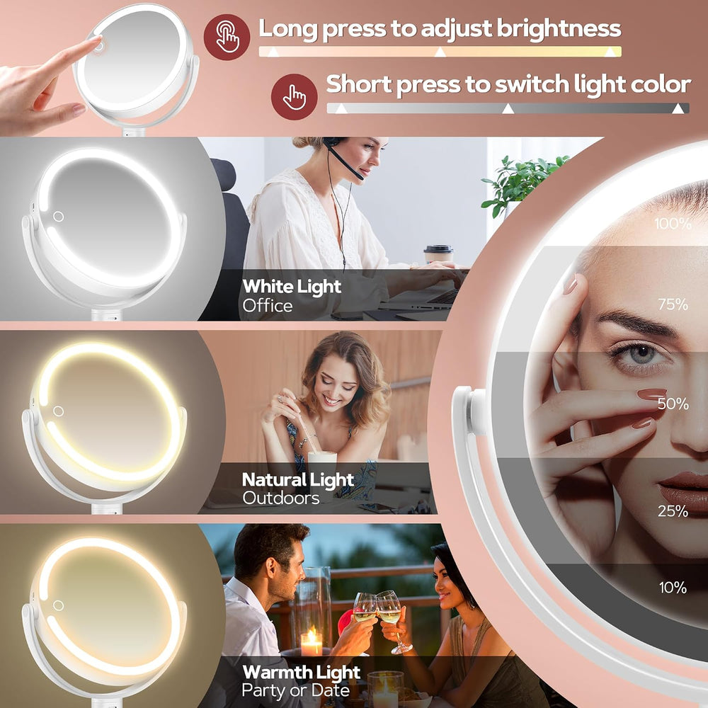 B Beauty Planet Makeup Mirror, Double-Sided Lighted Magnifying Mirror 30X