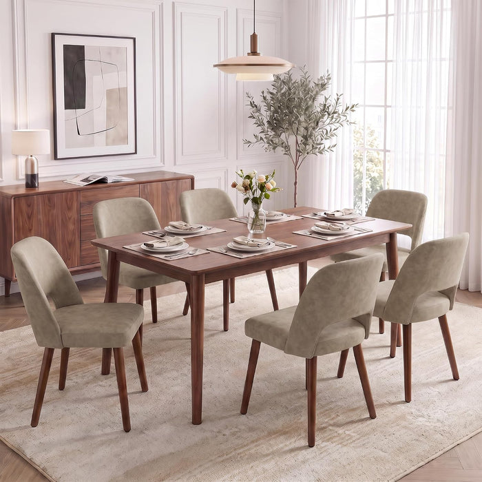 Usaint Wooden Dining Chairs Set of 6, Upholstered Kitchen Chairs, Taup