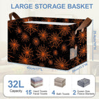Halloween Storage Basket,Spider Web Collapsible Storage Bin Cubes for Living Room Bedroom Blankets Home Storage 17x11.5x10Inch