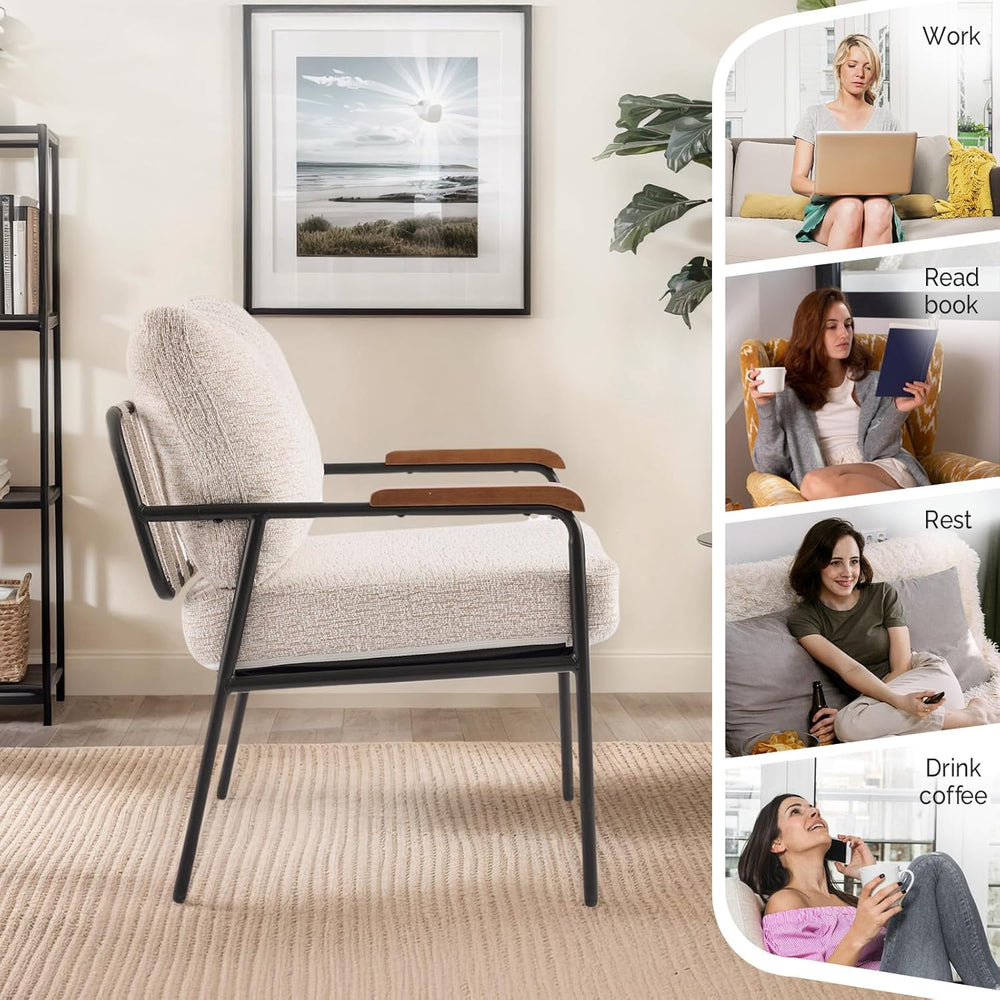 VINGLI Mid-Century Modern Accent Armchiar for Small Space, Small Comfy Uphols...
