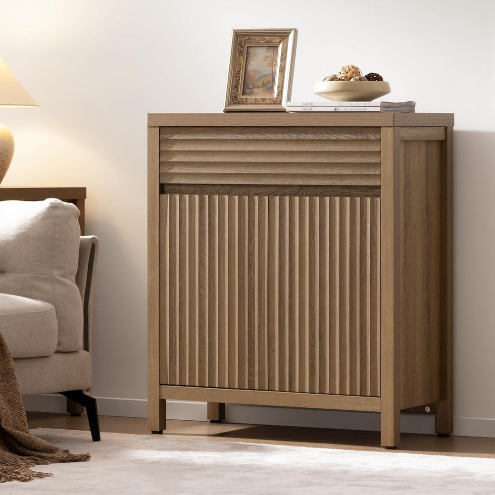 SICOTAS 87" Extra Large Buffet Cabinet with Storage, Modern Fluted Sideb...
