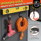 ULIBERMAGNET New Updated Garage Strong Magnetic Hooks, 2 Pack Heavy Duty Large J Hooks with Magnet, Anti-Slip Coating Magnet Hooks for Garden Tools, Ropes,Drill