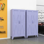 Heavy Duty 61" Lockable Pantry Cabinet, 2-Door 4-Tier Storage Cabinet with 3 Adjustable Shelves, Purple Metal Kitchen Cabinet for Kitchen, Living Room, School Tool Storage, 61"H X 27.6"W X 13.8"D