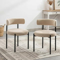 Boucle Dining Chairs Set of 2, Beige Dining Chairs with Upholstered Seat and Round Back, Mid-Century Modern Kitchen Chairs for Dining Room, Restaurant