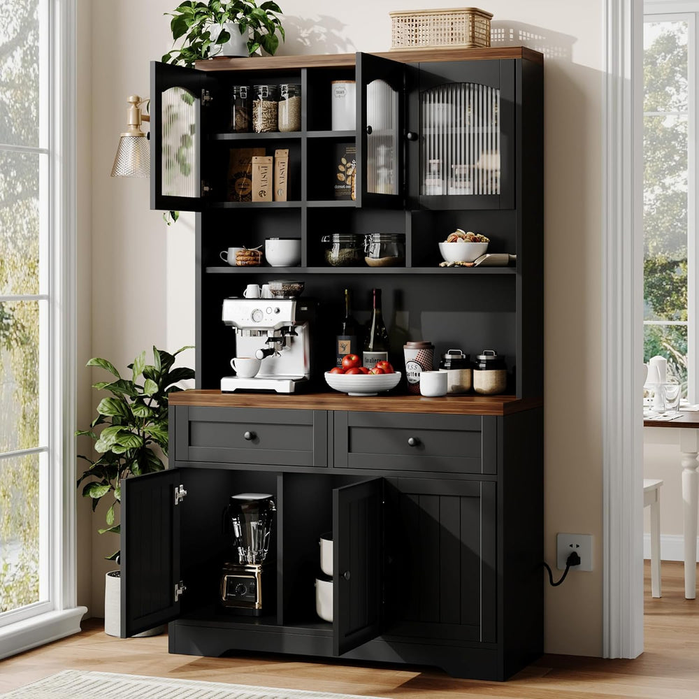 GarveeHome Pantry Cabinet with Charging Station, Tall Kitchen Pantry Storage ...