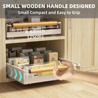 2 Pack No-Drill Pull Out Cabinet Organizer 15.3'' Deep Expandable Slide Out Drawers for Kitchen Pantry & Under Sink Storage, Adhesive Nano Film Mount, White