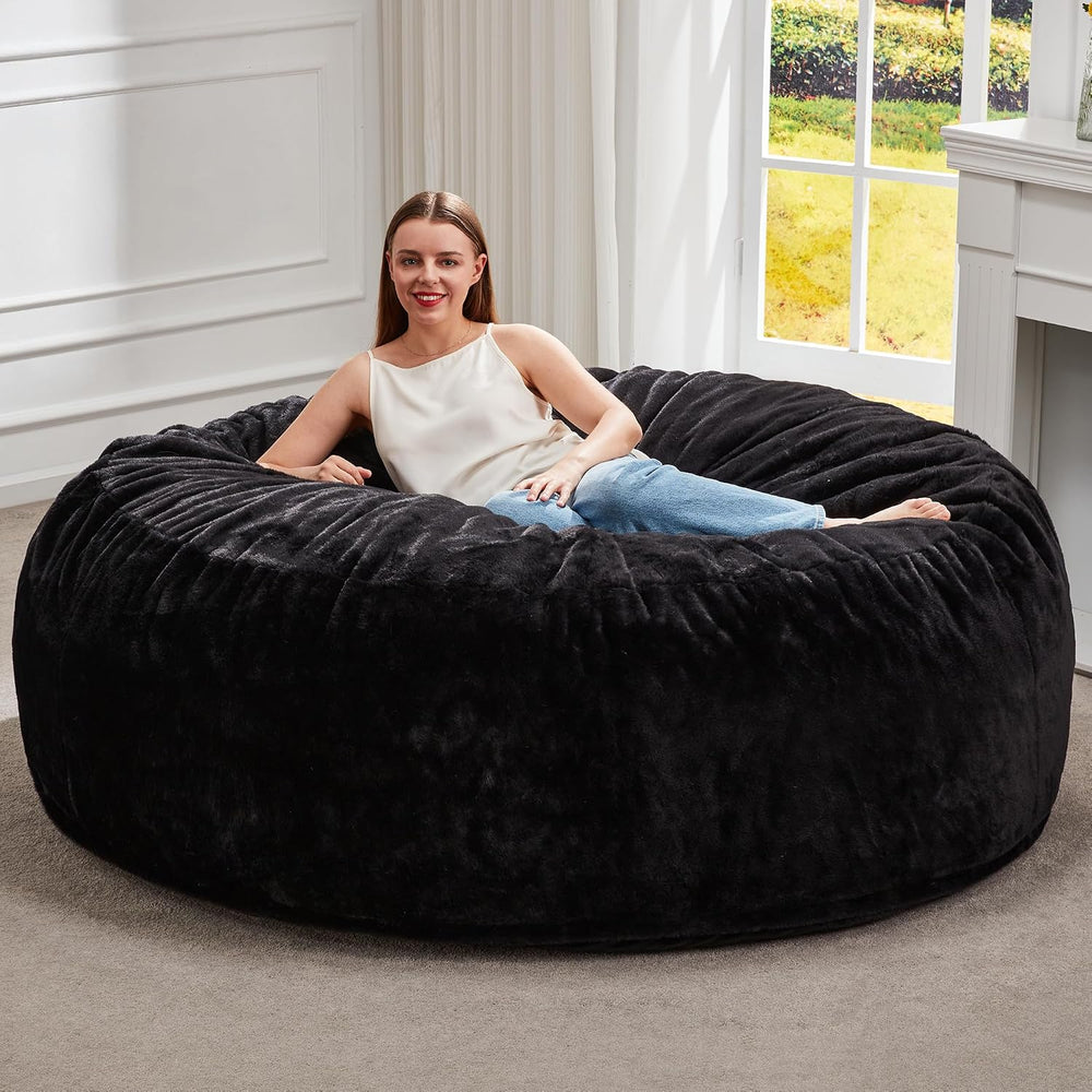 Hobestluk Bean Bag Chair for Adult Giant Beanbag with Filler Black 5FT | Brea...