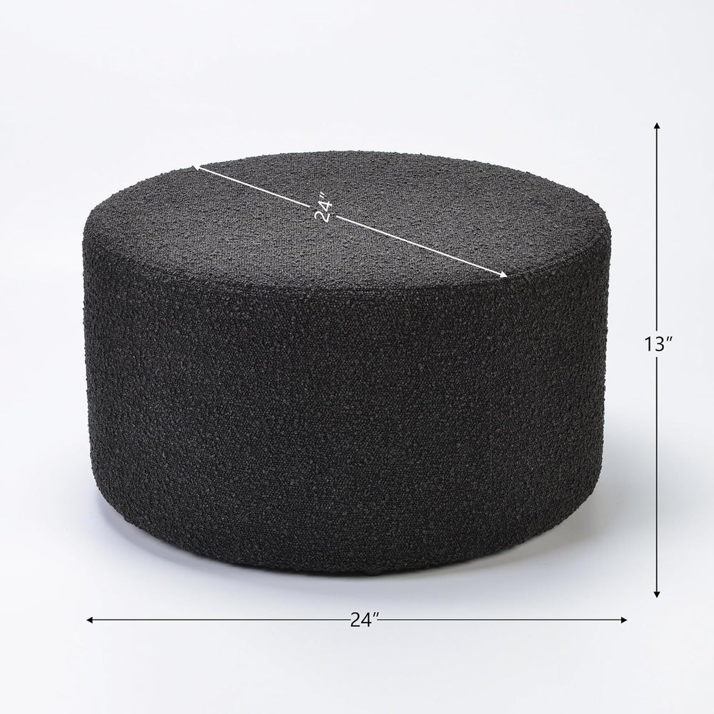 KINWELL Modern Round Boucle Ottoman (24" D x 24" W x 13" H) | ...