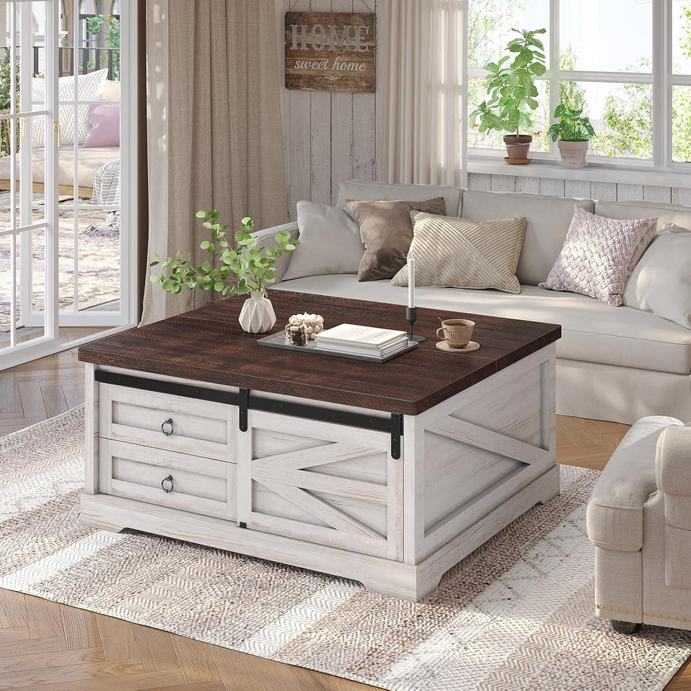Itaar 39.4'' Lift Top Coffee Table with Storage, Farmhouse Coffee Tab...