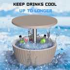 EasyUp Outdoor Cooler Bar Table – 8 Gallon Outdoor Patio Cooler Table with Drain Plug, Adjustable Height Rattan-Style Resin Cool Bar for Poolside, Deck, BBQ & Parties (Grey)
