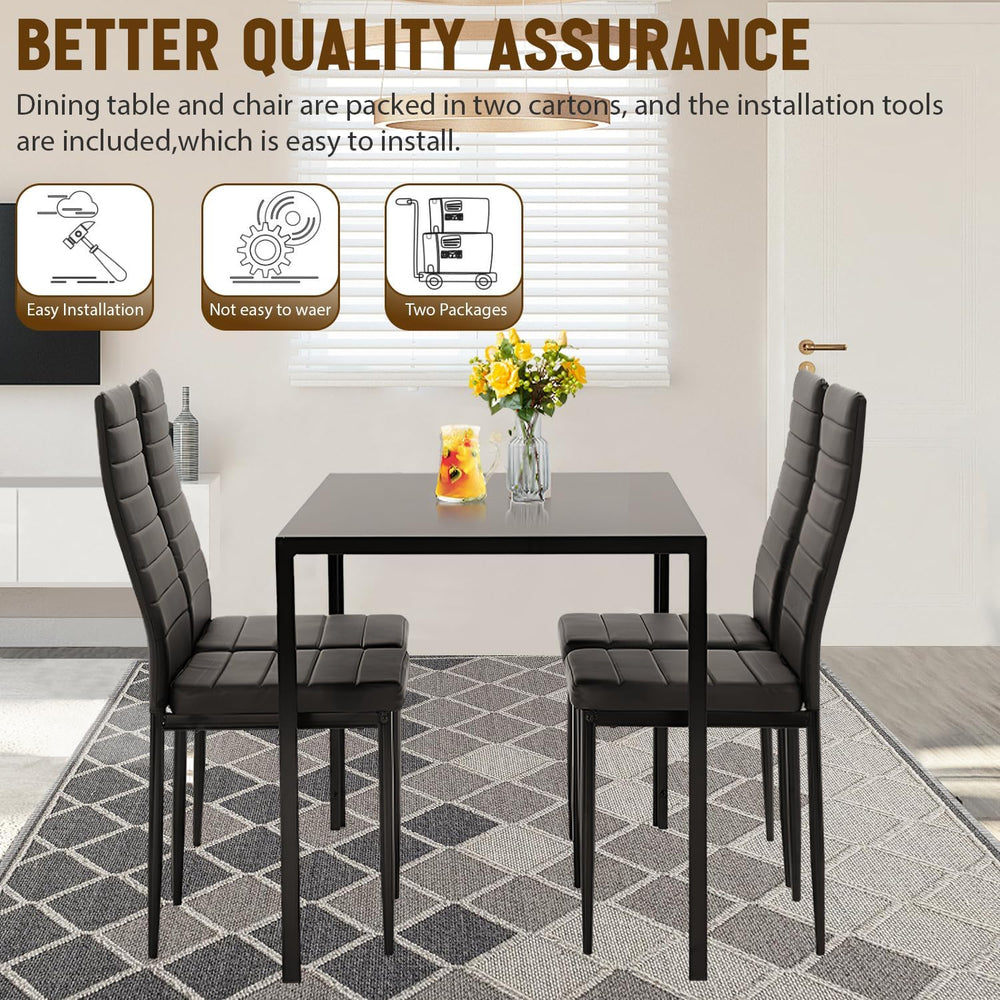 NChanmar Dining Table Set for 4 Furniture 5 Piece Faux Dining Set, Modern Kit...