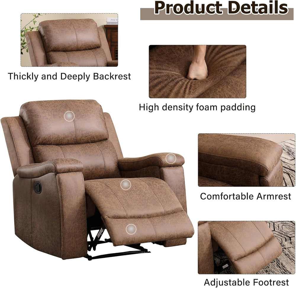 CANMOV Leather Recliner Chair, Classic and Traditional Manual Recliner Chair ...