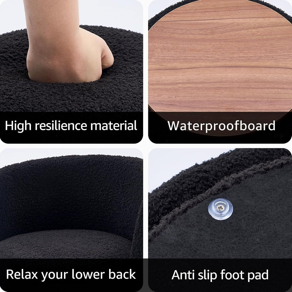Storage Ottoman Modern Vanity Stool with Foldable Backrest | Teddy Velvet Foo...