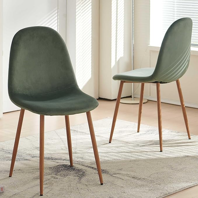 Velvet Dining Chairs Set of 4 - Modern Upholstered Chairs with Metal Legs for Living, Bedroom,Dining Room - Green Dining Chairs Set for 4