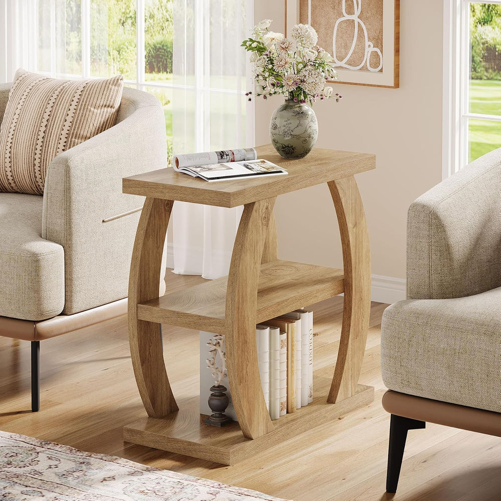 Tribesigns End Table for Living Room, 3-Tier Narrow Side Table with Storage, ...