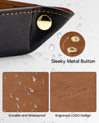 VLANDO Travel Valet Tray, Foldable PU Leather Catchall Tray, Light Brown | Large 8.5-Inch Key Tray for Wallet, Watch, Phone, Jewelry and Glasses, Nightstand Dresser Desk Entryway Organizer