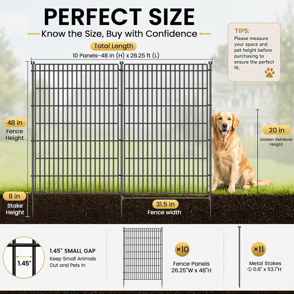 No Dig Garden Fence, Dog Fencing Outdoor for Yard, 10 Panels
