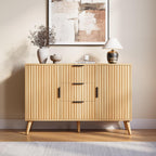 47.2" Fluted Sideboard Buffet Cabinet with 3 Drawers, Modern Sideboard Cabinet with Storage, Large Storage Cabinets with 2 Doors Accent Credenza for Kitchen|Living Room|Entryway, Natural