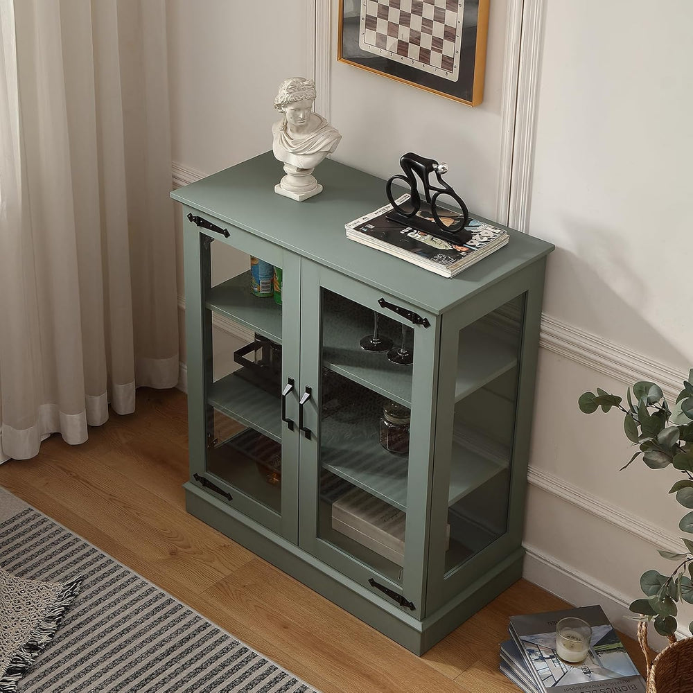 FOREST GRAVITY 31.5'' Small Display Buffet Cabinet with Glass Doors f...