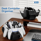 KDD Controller Organizer for Desktop - 360°Rotatable Controller Holder with Storage Box - Universal Stand for 4 Controllers, Desk Organizer for Switch Remote Control Pen Gamer Accessories