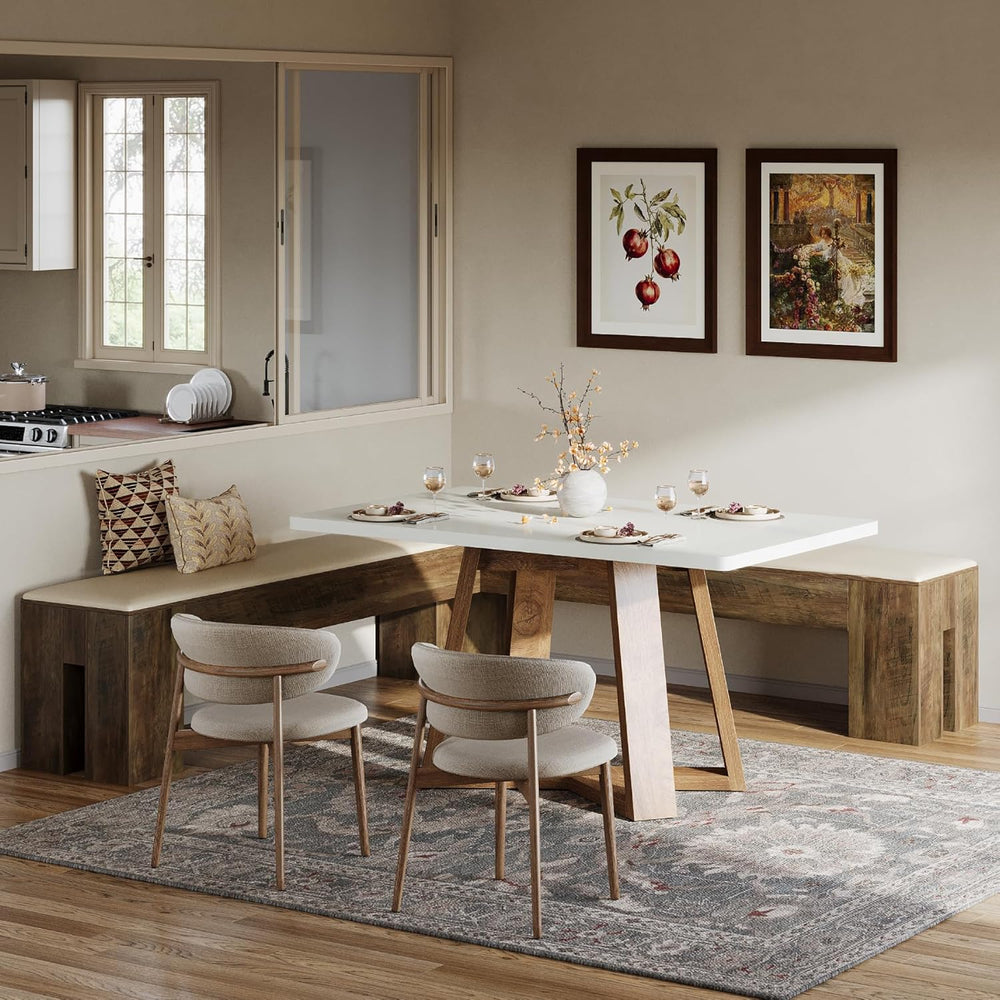 Tribesigns L-Shaped Bench with Cushion, 61-Inch Farmhouse Corner Dining Bench...