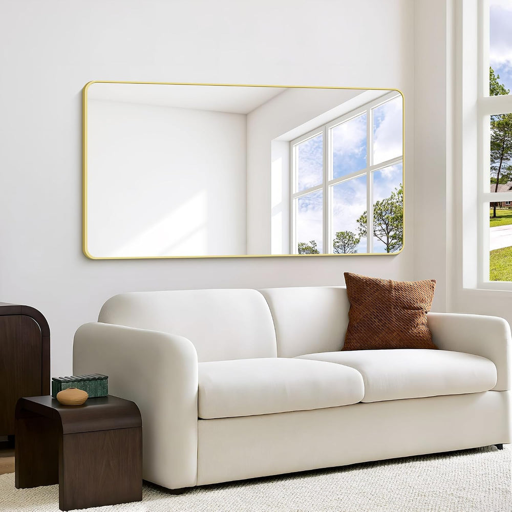 55"x30" Gold Bathroom Mirror, Large Rectangle Mirror, Rectangular W...