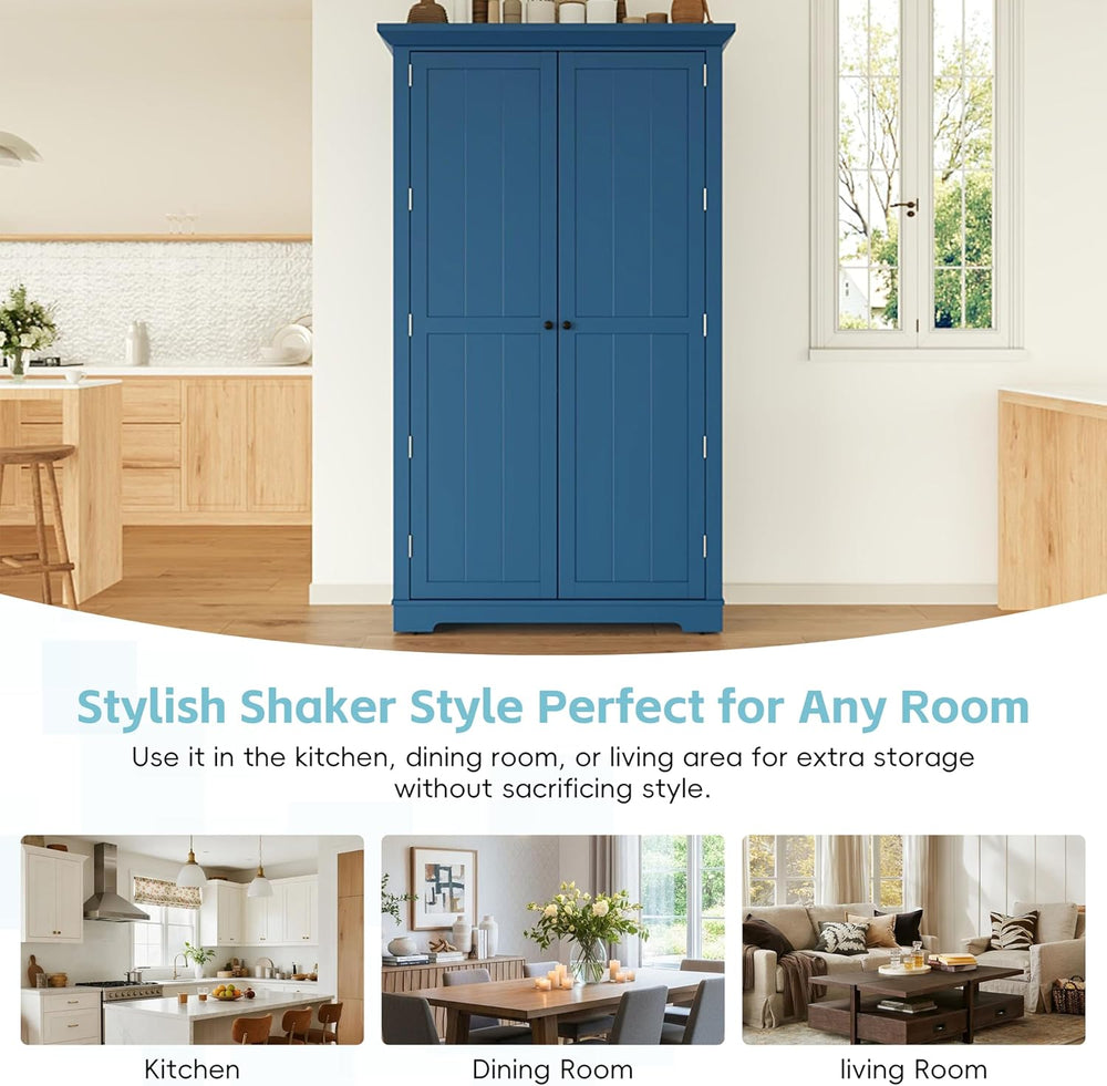 Merax 72" Tall Shaker Style Kitchen Pantry with 3 Drawers, Adjustable Sh...