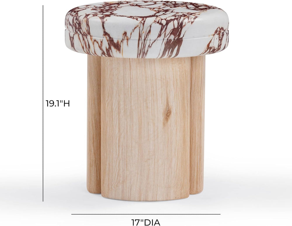 Tov Furniture Sheila Wood and Breccia Capraia Textured Concrete Side Table