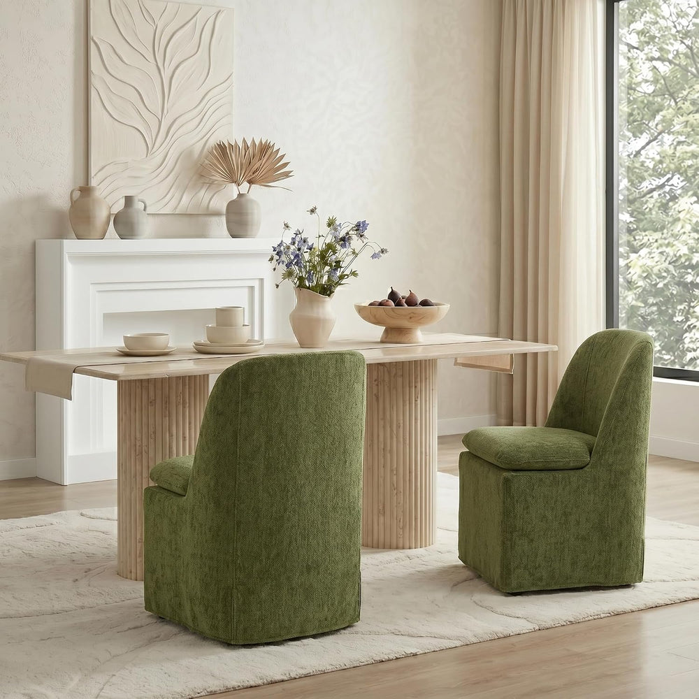 KISLOT Upholstered Dining Chairs Set of 2 with Hidden Casters, Modern Kitchen...