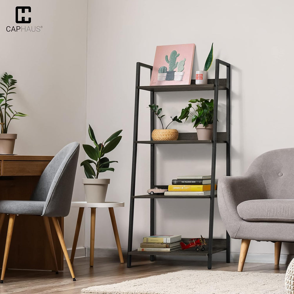 CAPHAUS 4 Tier Ladder Bookshelf, 24 Inch Width Free Standing Shelf, Bookcase ...