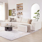 135.4" Cloud Couch Sectional, Modular Sectional Sofa with Deep Seat, Plush Corduroy U Shaped Boneless Couch, Convertible Sectional Couches for Living Room, 6Seat, Beige