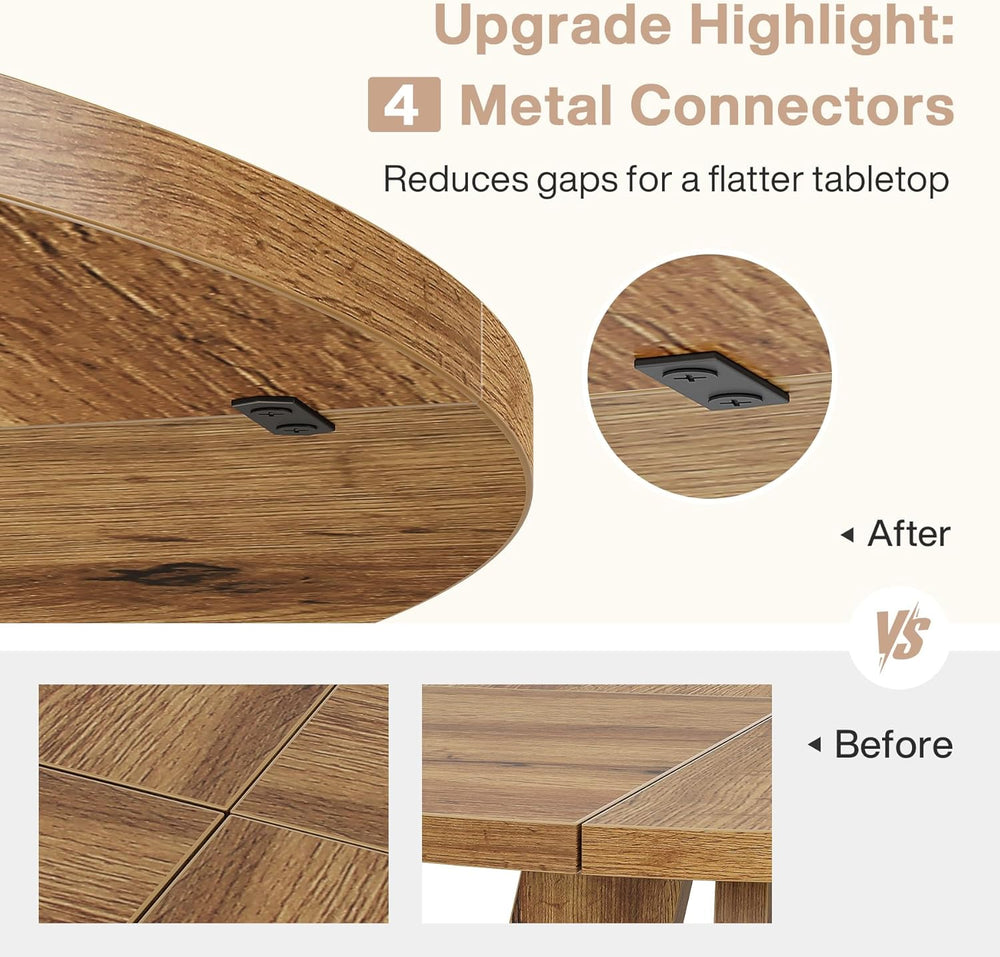 Tribesigns Farmhouse Dining Table, 47 Inch Round Dinner Table for 4, Rustic R...