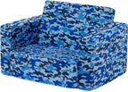 Delta Children Cozee Blue Camo Convertible Foam Chair to Lounger for Kids