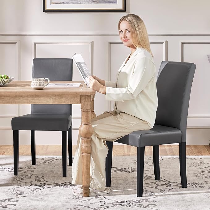 Yaheetech Dining Chairs Set of 2 Faux Leather Modern Dining Room Chairs with ...