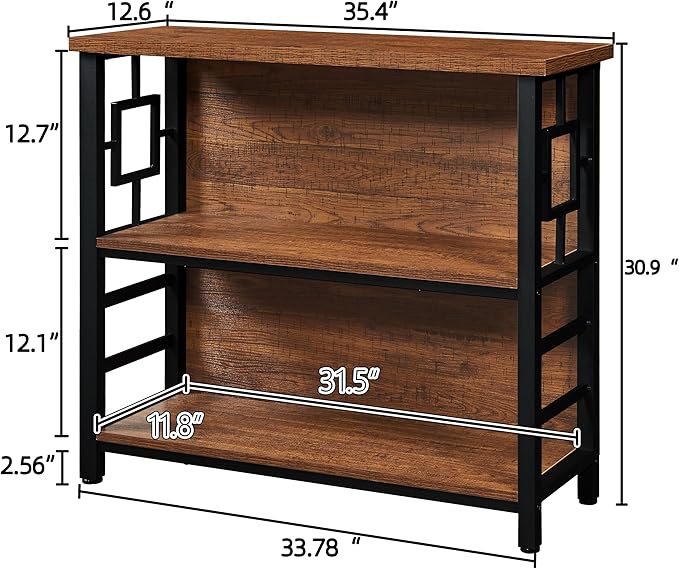 HOMISSUE Book Shelf, 3 Tier Deep Bookshelf with Storage, Engineered Wood and ...