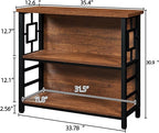 HOMISSUE Book Shelf, 3 Tier Deep Bookshelf with Storage, Engineered Wood and Metal Shelf Bookcase, Low Short Bookcases for Small Space, Living Room, Bedroom, Office, Rustic Brown