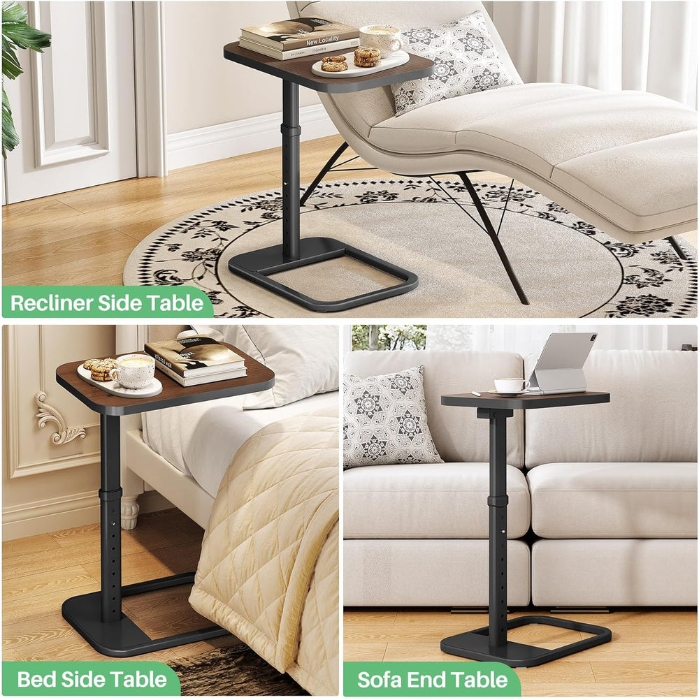 Kitstorack TV Tray Table, Adjustable Height & Rounded Metal Corners, Snac...