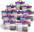 10PACK Clear Zippered Storage Bags for Clothes, 22L Clear Storage Bag, and Blanket Storage Bags for Bedding, Linen, Blankets, Comforters, Clothing & Toys (Purple)