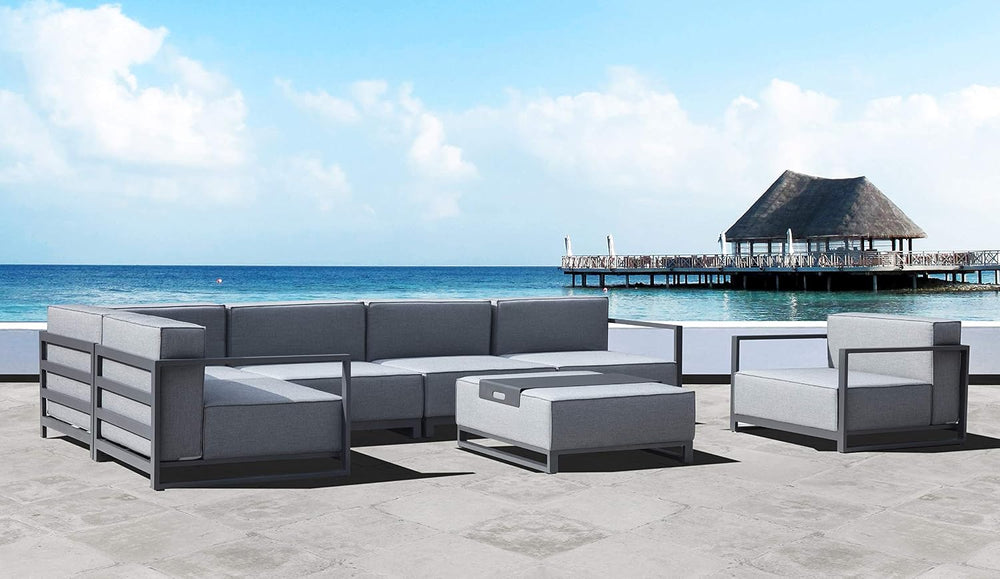 Sensation Indoor/Outdoor Modular in Grey Acrylic Fabric with TPU Coating Alum...