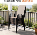 JEAREY Patio Dining Chairs Set of 4, Outdoor Stackable Dining Furniture Set, All Weather Dining Set for Lawn, Garden, Backyard, Poolside, Brown
