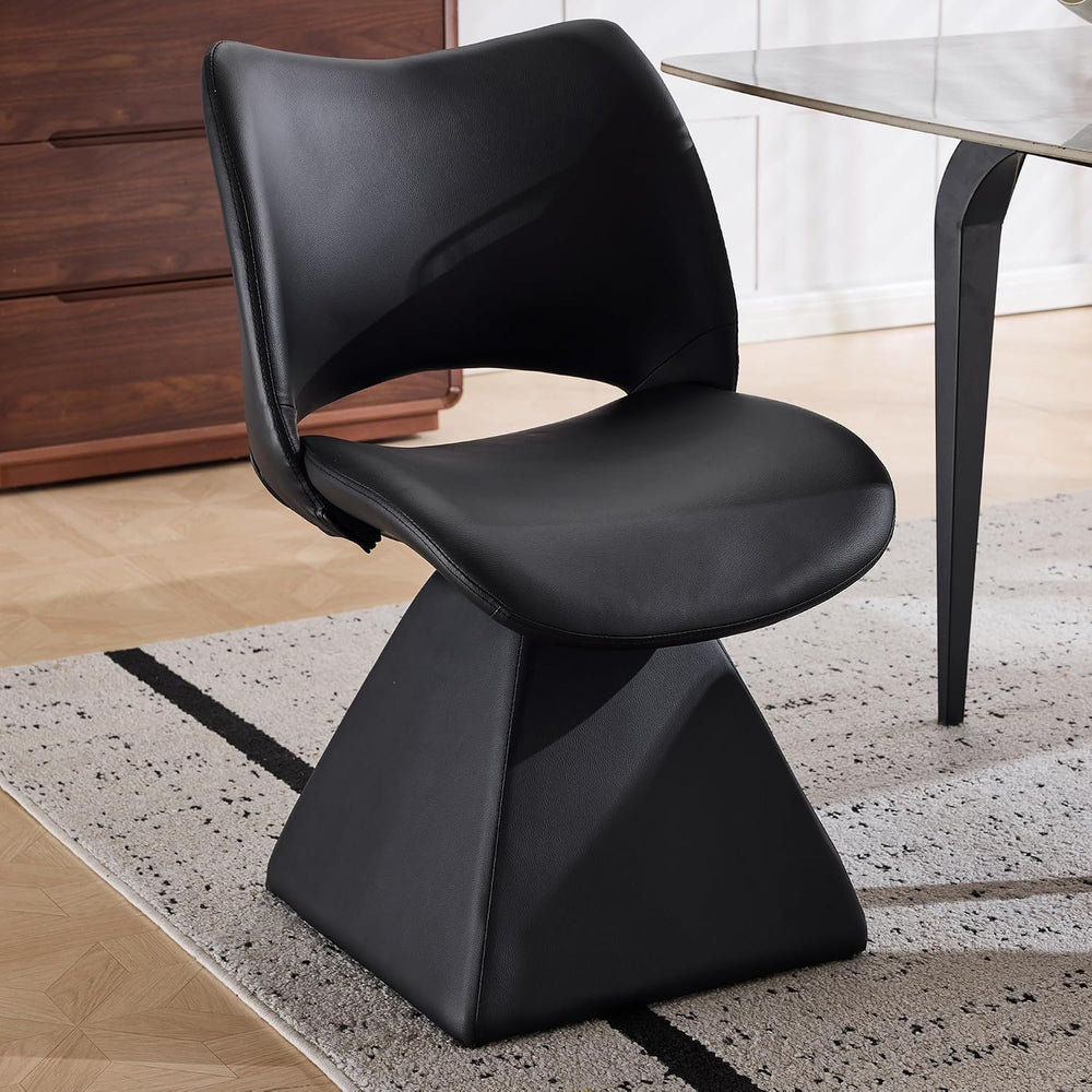 Henf Modern Upholstered Swivel Dining Chairs,Faux Leather Vanity Chair with W...