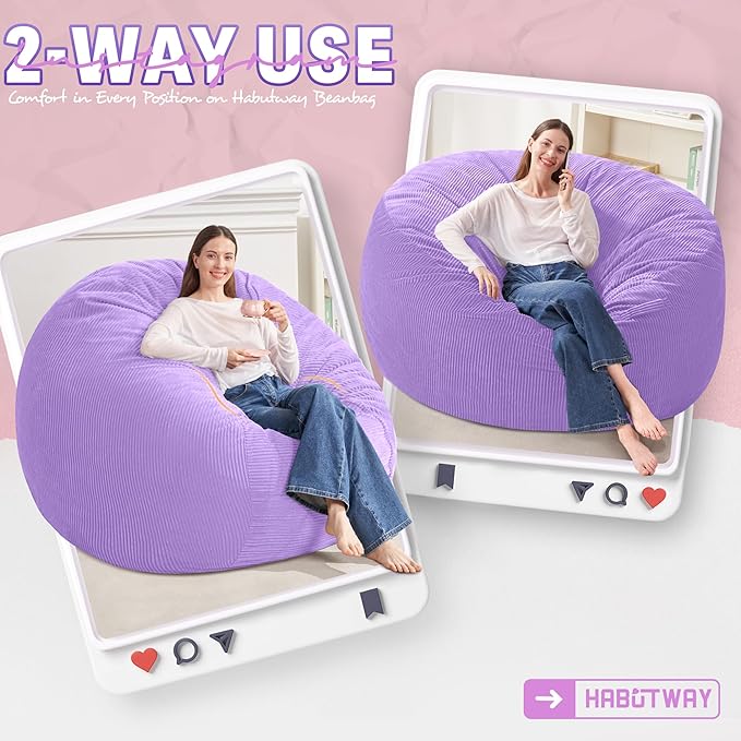 HABUTWAY 5FT Bean Bag Chair,Giant Bean Bag Chairs for Adults,Big Bean Bags wi...
