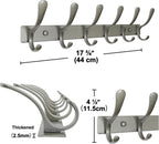SKOLOO Coat Rack Wall Mounted - 6 Hooks, Heavy Duty, Stainless Steel, Metal Wall Hangers, Sturdy Coat Hooks for Hanging Coats, Jacket, Clothes, Hat, Matte Grey