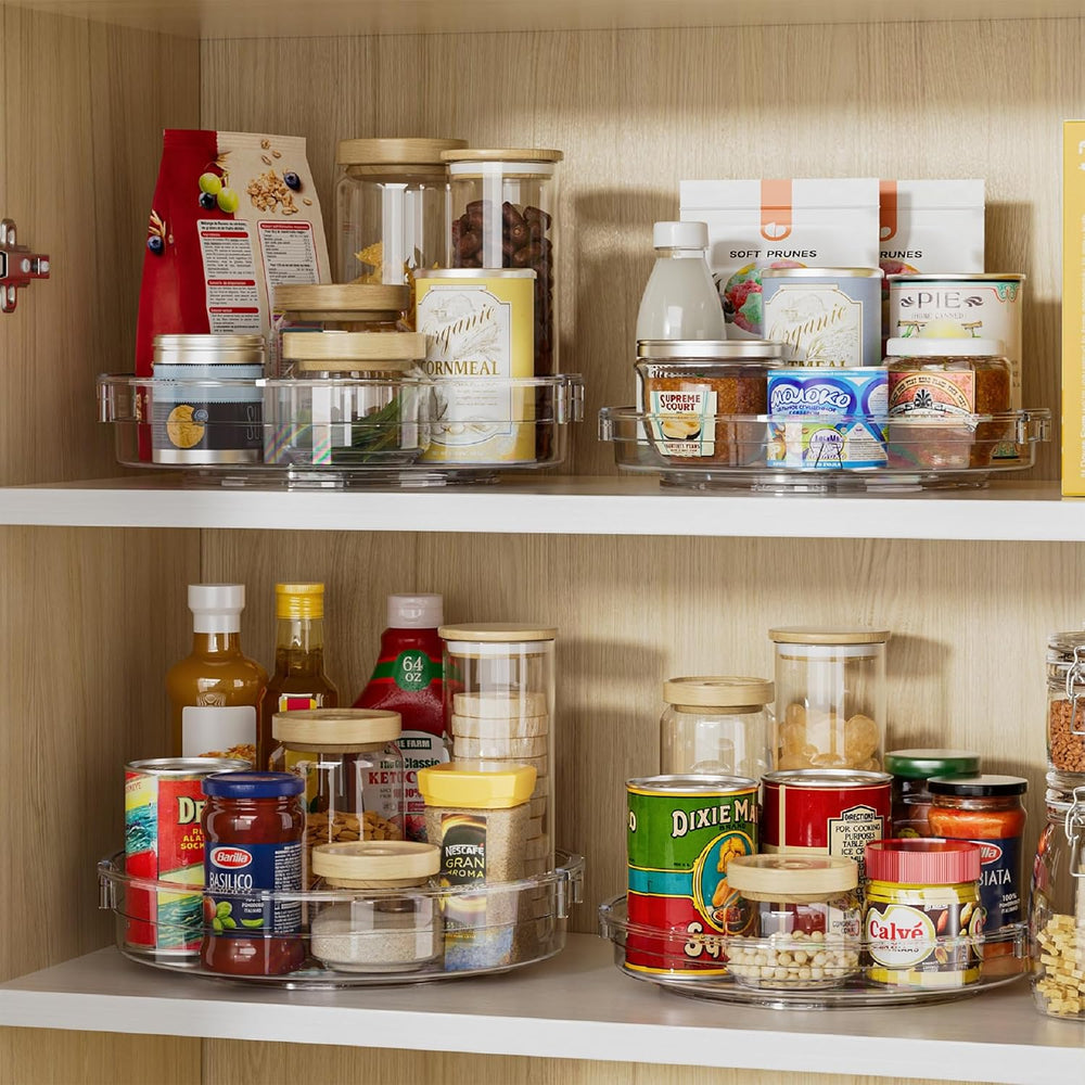 LAMU 4 Pack 12in Lazy Susan Organizer, Clear Lazy Susan Turntable for Cabinet...