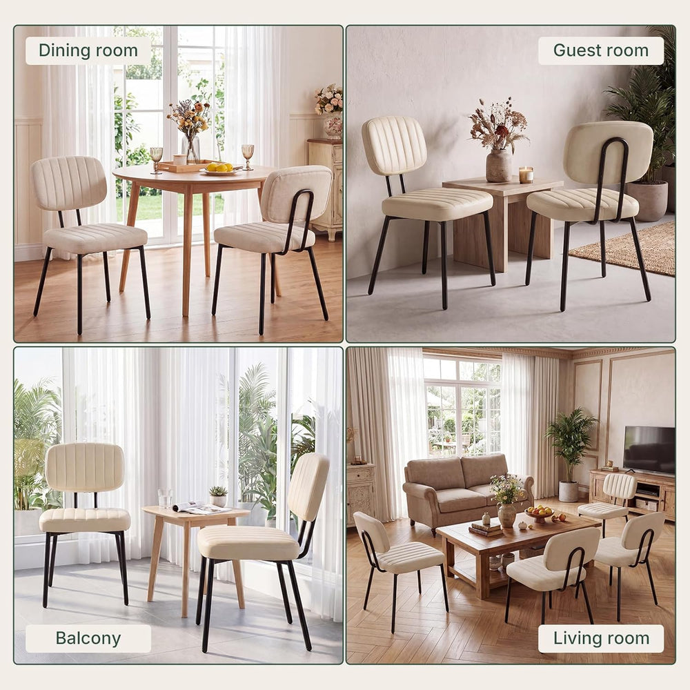Dining Chairs Set of 2, Modern PU Leather Upholstered Kitchen Chairs with Met...