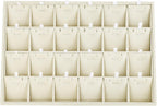 Mornajina 24 Grids Stackable Jewelry Tray Organizer with Removable Dividers, Velvet Jewelry Display Tray for Earrings Necklaces Bracelet Rings Display Showcase - Light Khaki