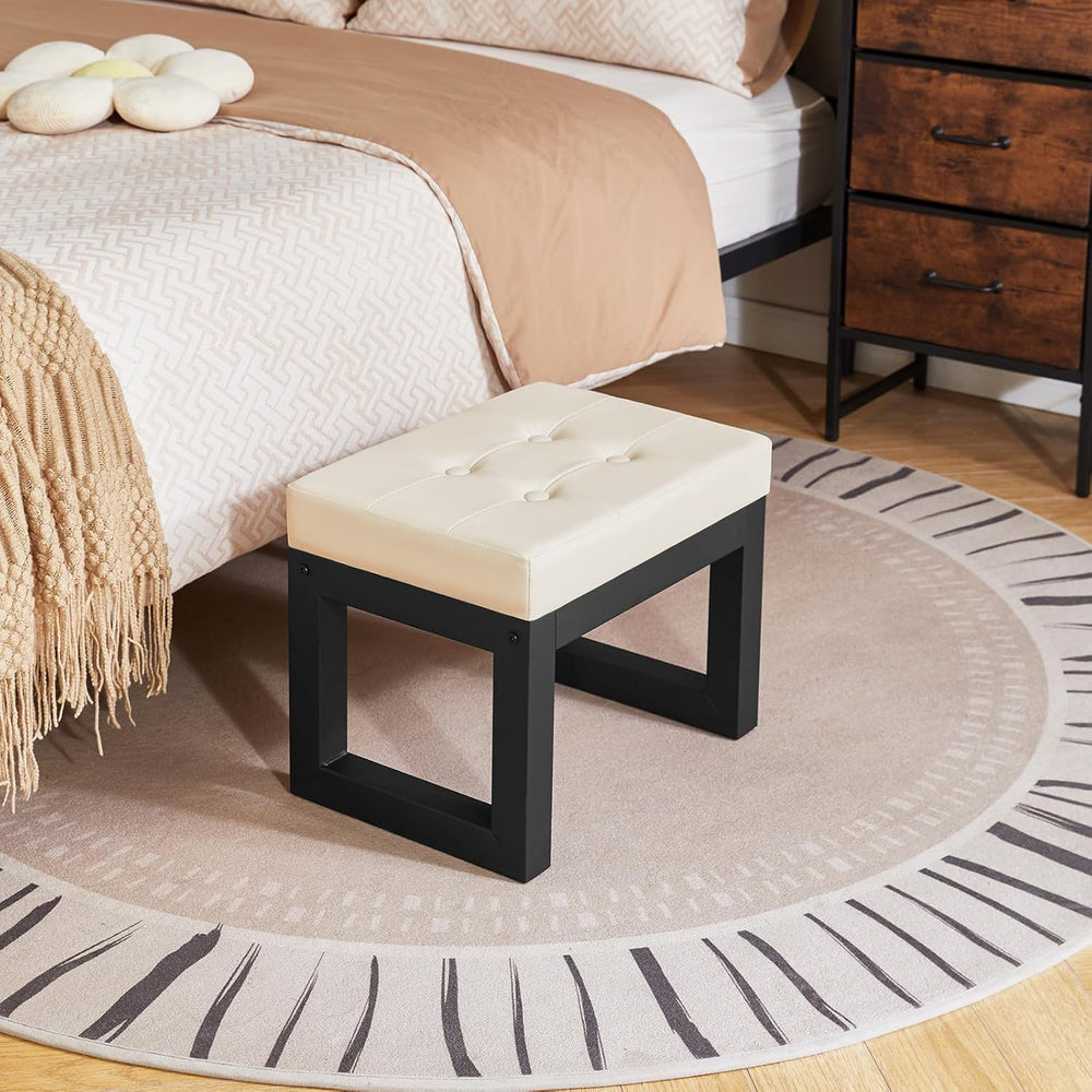 IBUYKE 16 Inch Small Foot Stool Ottoman, Rectangle PU Faux Leather Foot Rest ...