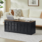 VANKILEY 47.2“Storage Chest Extra Large,Wooden Storage Bench,Black+Brown | Storage trunk with 2 Safety Hinges,47.2x15.7x19.1Inch,Shoe bench,Storage Bench for Bedroom,Living Room,Entryway,Easy Assembly
