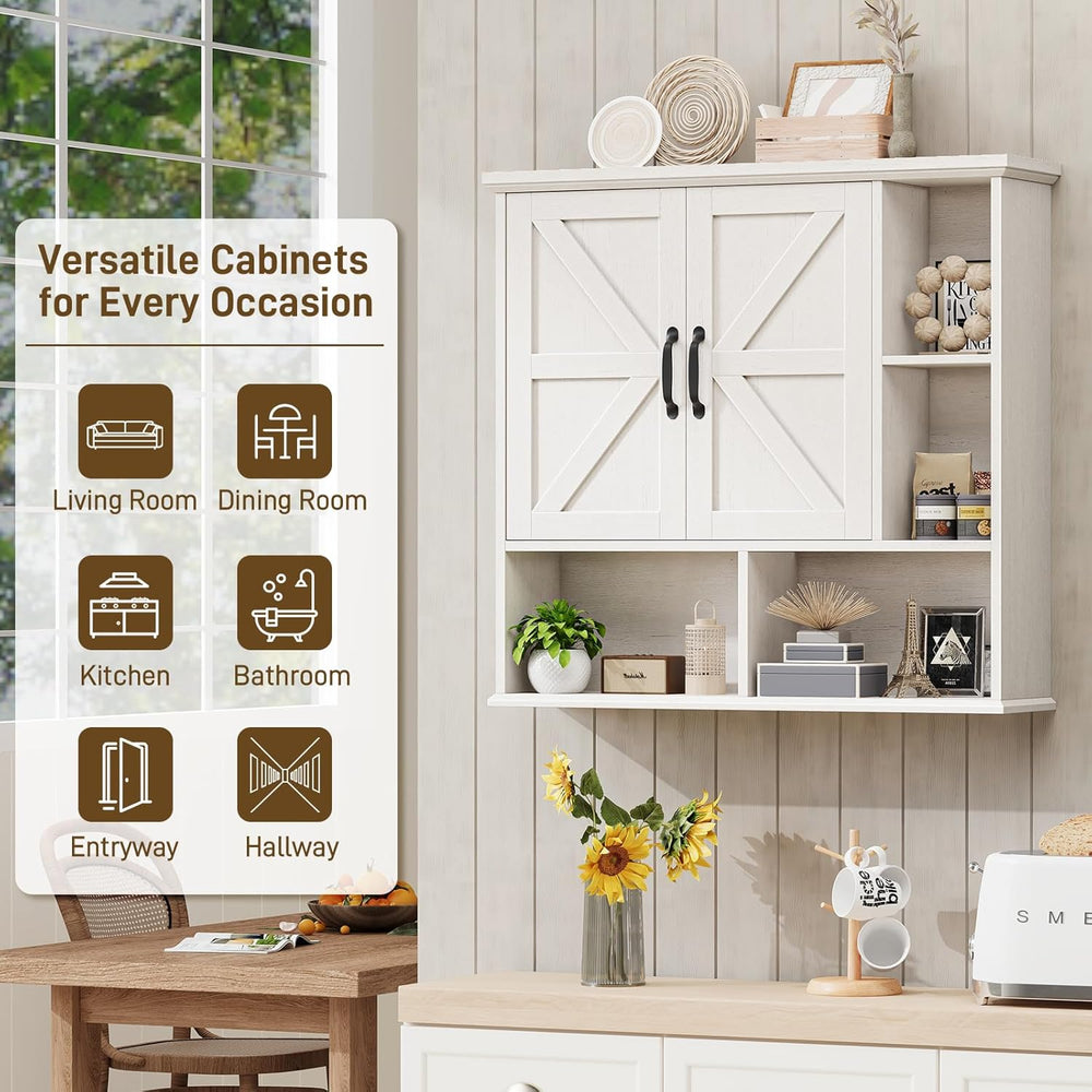 Vabches Bathroom Wall Cabinet, Farmhouse Medicine Cabinet with Double Barn Do...