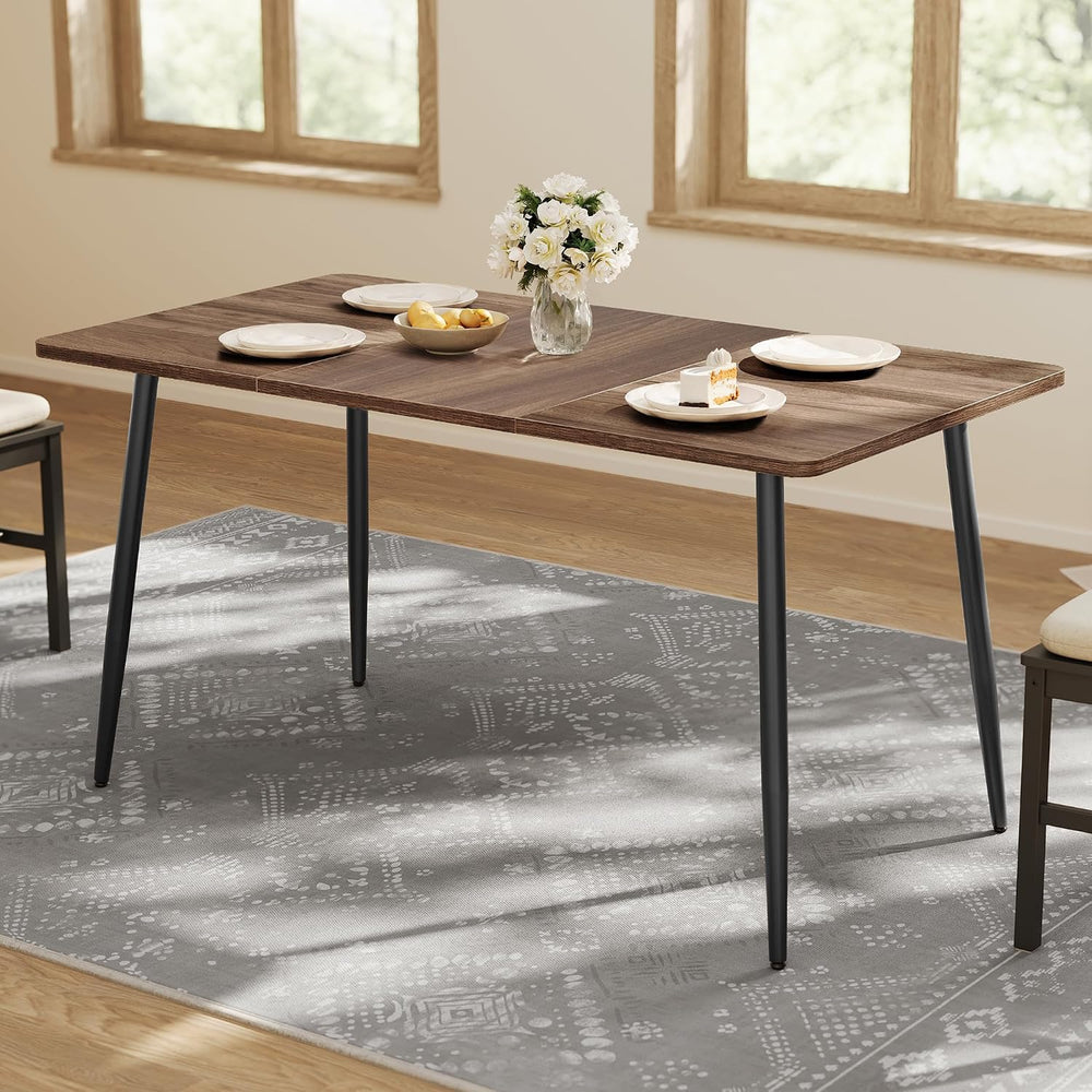 VASAGLE 55.1" Dining Table for 4-6 People, Modern Kitchen Table, Heat-Re...